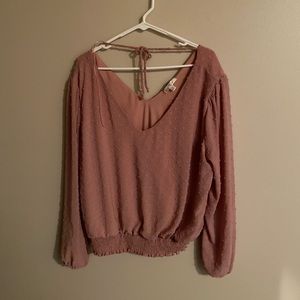 Embossed long sleeve blouse